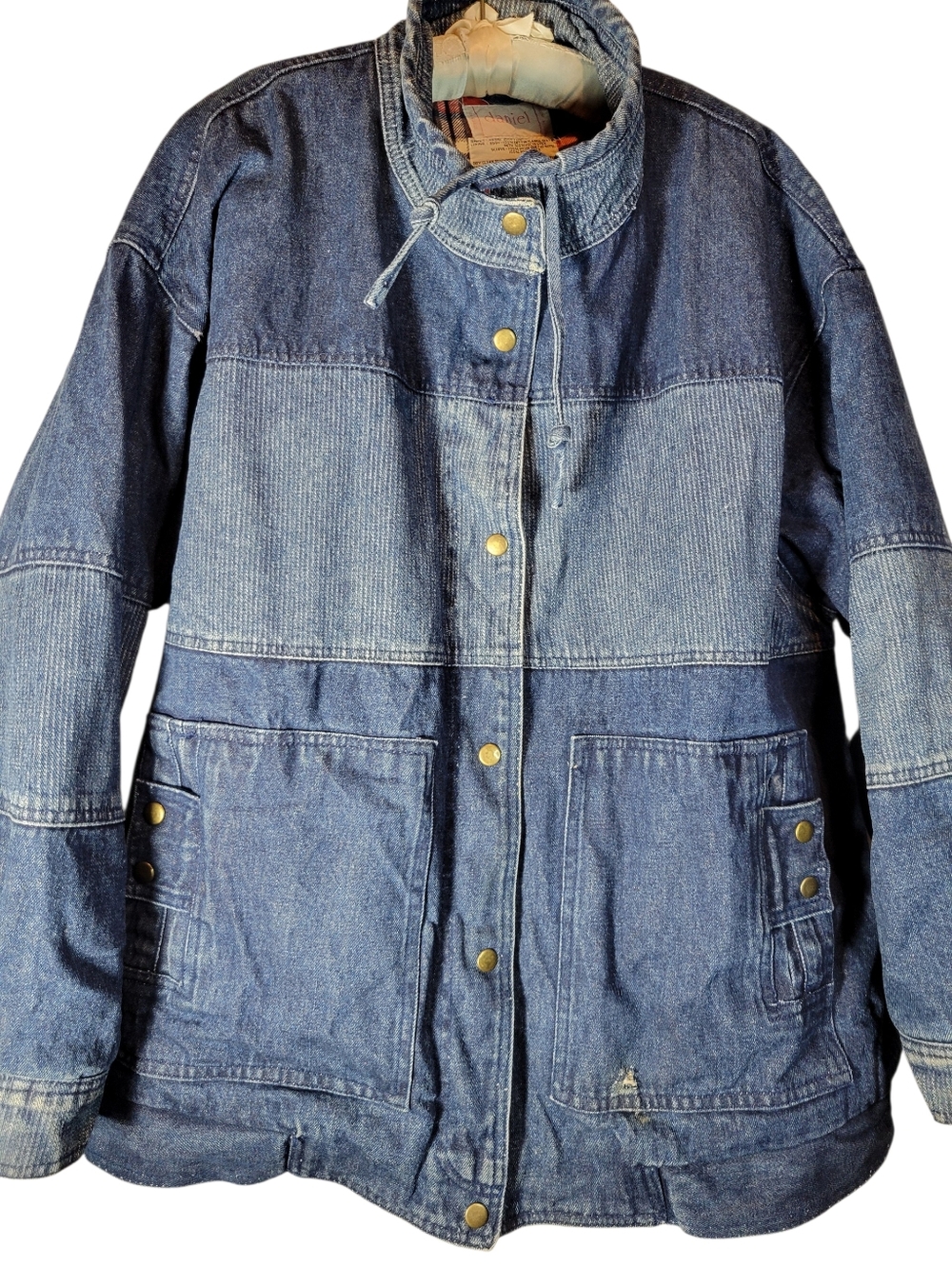 Vintage 90s Daniel flannel lined denim jacket Size 20W